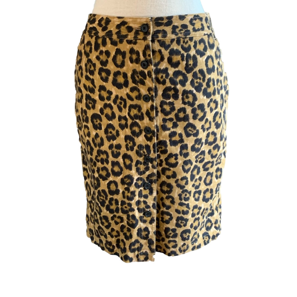 Lauren Ralph Lauren sz 8 linen/cotton leopard print skirt - Picture 2 of 7